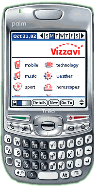 Fancy WAP Phone showing Vizzavi Mobile Portal
