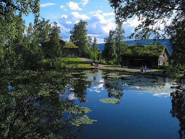 Old grass-roofed farmhouses at Maihaugen
