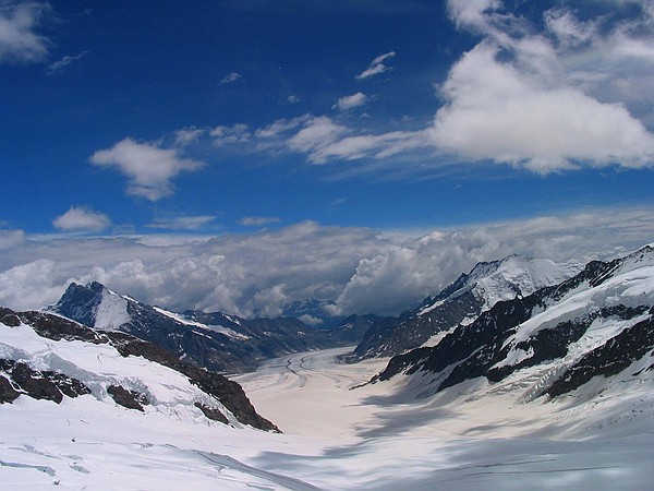 View accross the Jungfrau Glacier